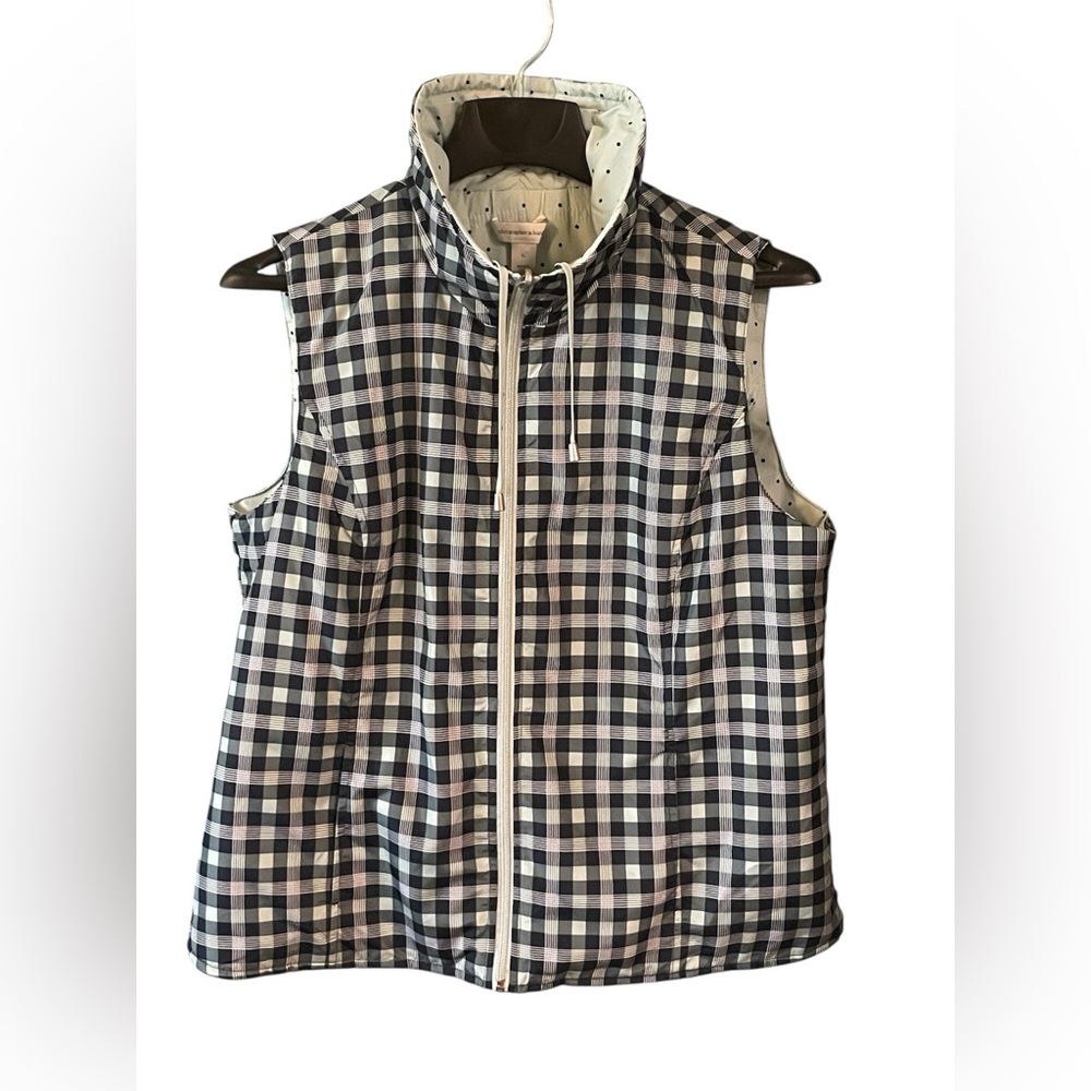 Christopher & Banks black & teal checkered Vest women’s XL